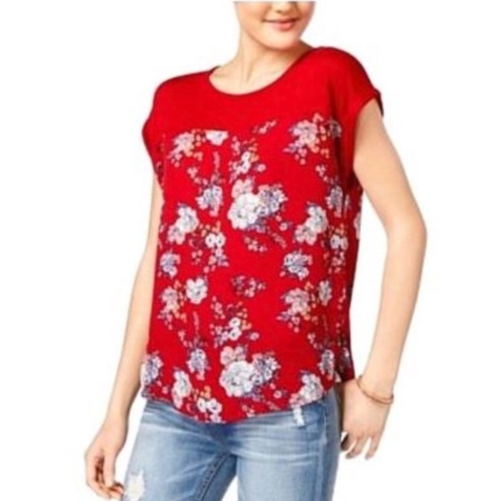 Hippie Rose Red Floral Top Small Romantic